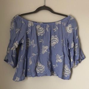 Embroidered off the Shoulder Crop Top